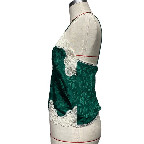 Vintage Deena Womens Size 34 Green White Lacey Nightie Cami Top - Picture 2 of 5
